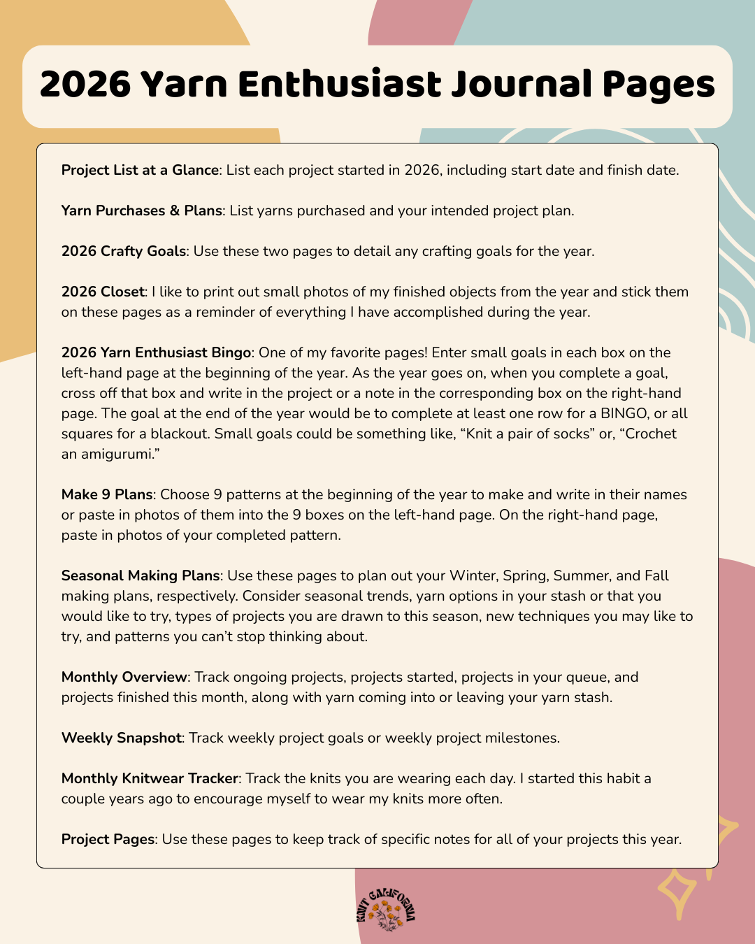 2026 Yarn Enthusiast Journal